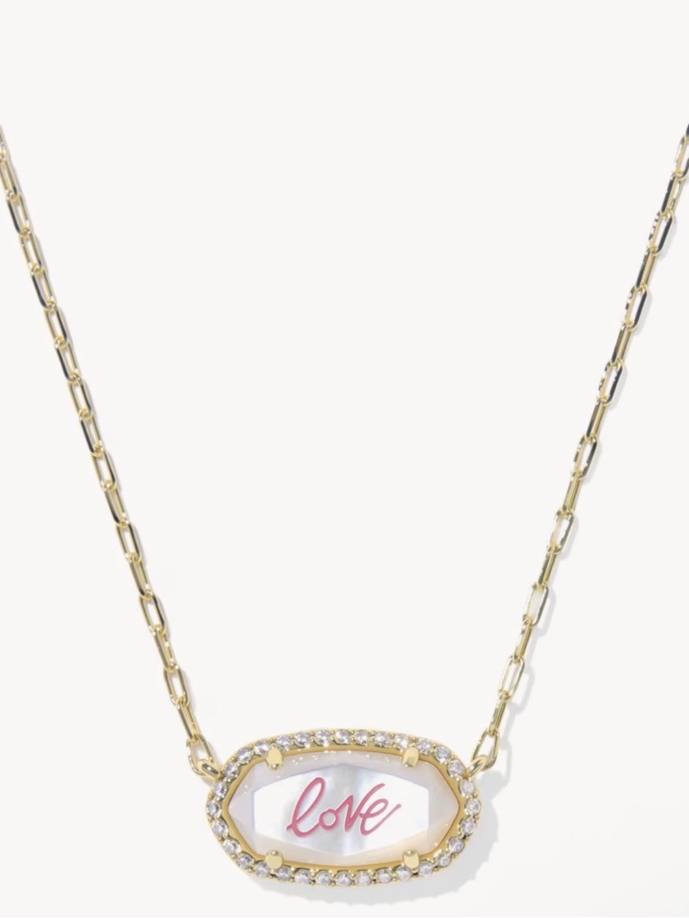 Kendra Scott Elisa Pave Frame Gold Short Pendant Necklace NWOT